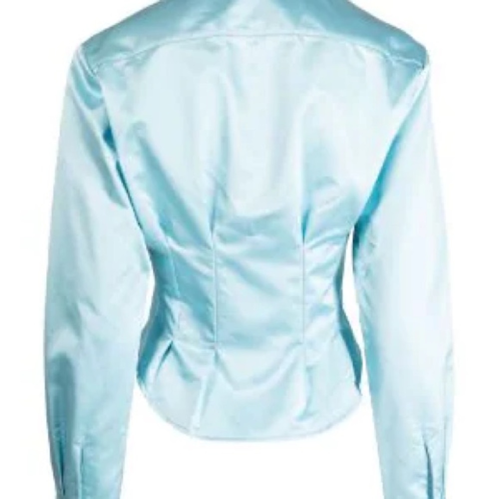 Cynthia Rowley front button satin like, long sleeve blouse. - Picture 3 of 7